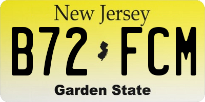 NJ license plate B72FCM