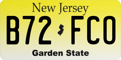 NJ license plate B72FCO