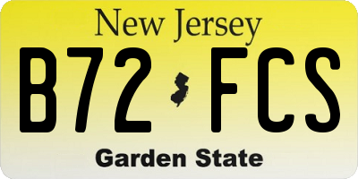NJ license plate B72FCS