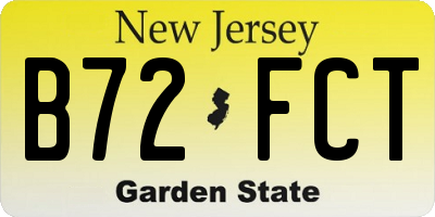 NJ license plate B72FCT