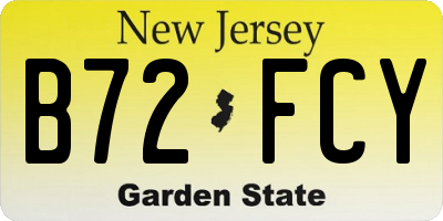 NJ license plate B72FCY