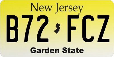NJ license plate B72FCZ