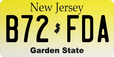NJ license plate B72FDA