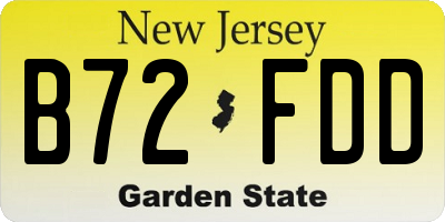 NJ license plate B72FDD