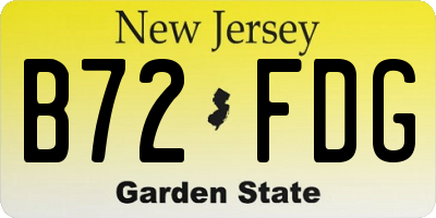 NJ license plate B72FDG