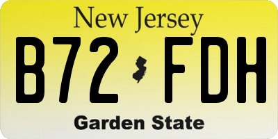 NJ license plate B72FDH