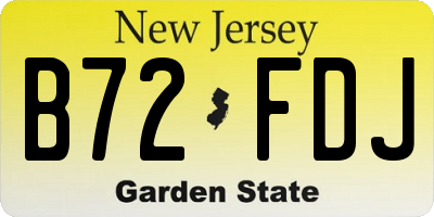 NJ license plate B72FDJ