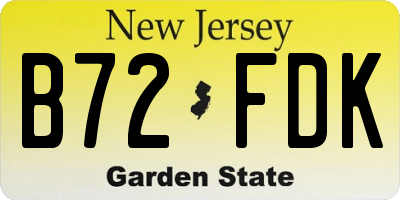NJ license plate B72FDK