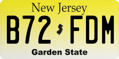 NJ license plate B72FDM