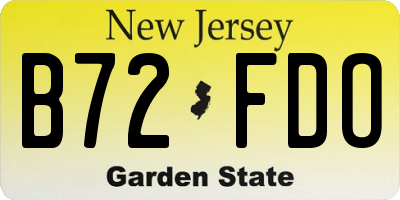 NJ license plate B72FDO