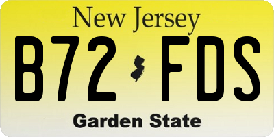 NJ license plate B72FDS