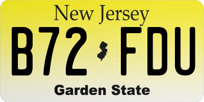 NJ license plate B72FDU