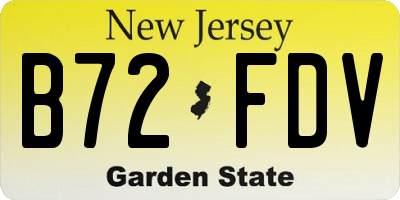 NJ license plate B72FDV