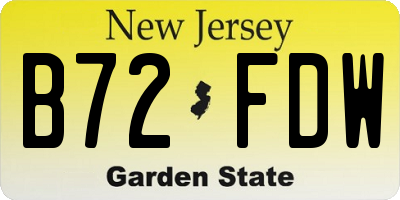 NJ license plate B72FDW