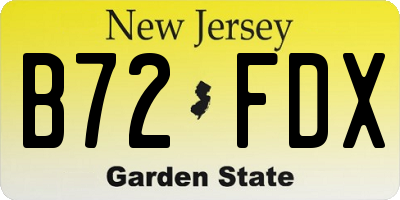 NJ license plate B72FDX