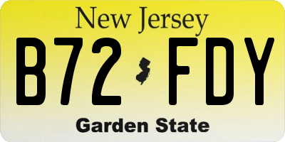 NJ license plate B72FDY