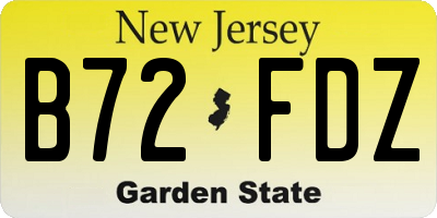 NJ license plate B72FDZ