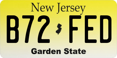 NJ license plate B72FED