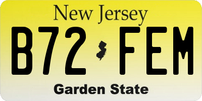 NJ license plate B72FEM