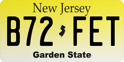 NJ license plate B72FET