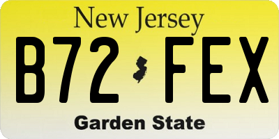 NJ license plate B72FEX