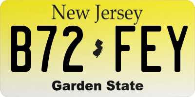 NJ license plate B72FEY