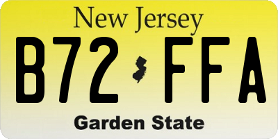 NJ license plate B72FFA