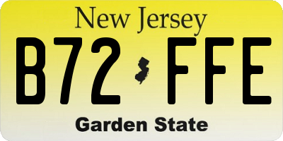 NJ license plate B72FFE