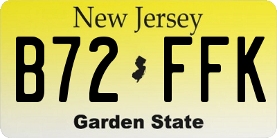 NJ license plate B72FFK