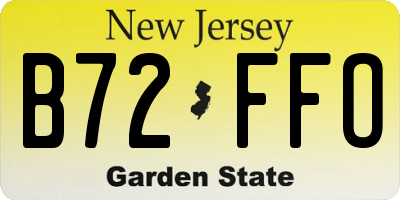 NJ license plate B72FFO
