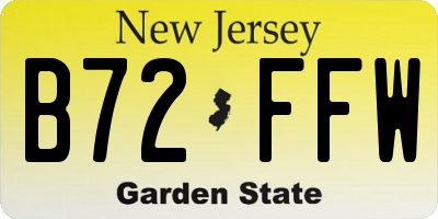 NJ license plate B72FFW