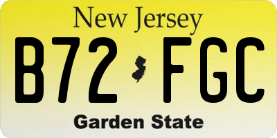 NJ license plate B72FGC