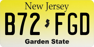 NJ license plate B72FGD