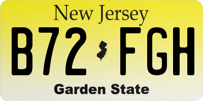 NJ license plate B72FGH