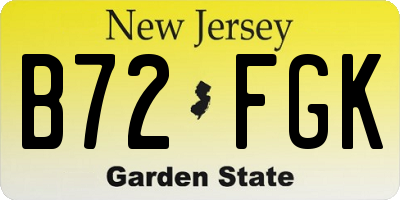 NJ license plate B72FGK