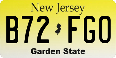 NJ license plate B72FGO
