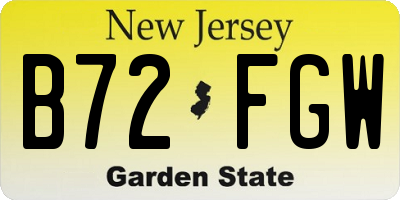 NJ license plate B72FGW