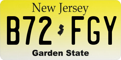 NJ license plate B72FGY