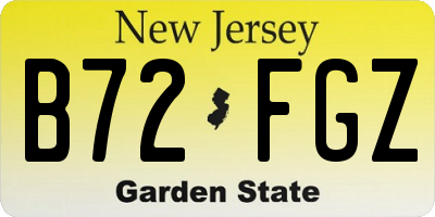 NJ license plate B72FGZ