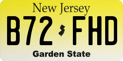 NJ license plate B72FHD