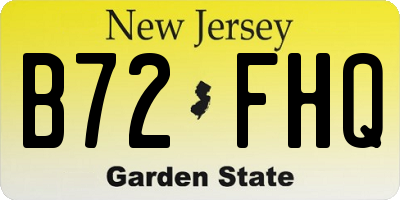 NJ license plate B72FHQ