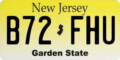 NJ license plate B72FHU