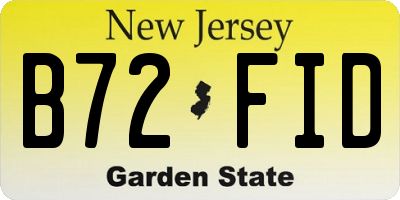 NJ license plate B72FID