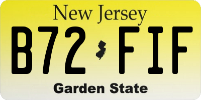 NJ license plate B72FIF