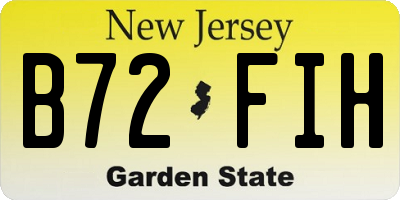 NJ license plate B72FIH