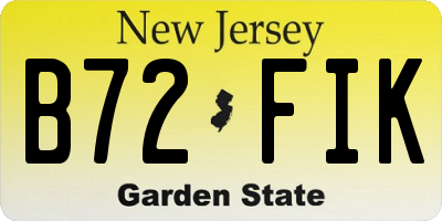 NJ license plate B72FIK