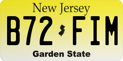 NJ license plate B72FIM