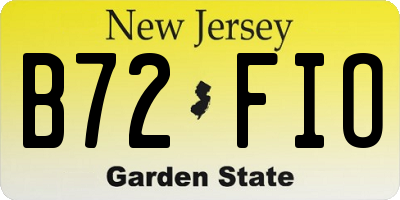 NJ license plate B72FIO
