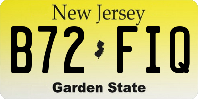 NJ license plate B72FIQ