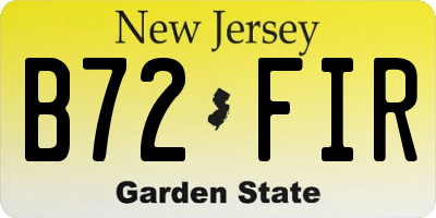 NJ license plate B72FIR